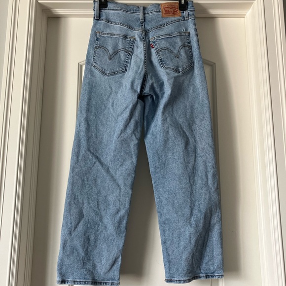 Levi's Light Blue Ribcage Straight Jeans - Picture 2 of 6